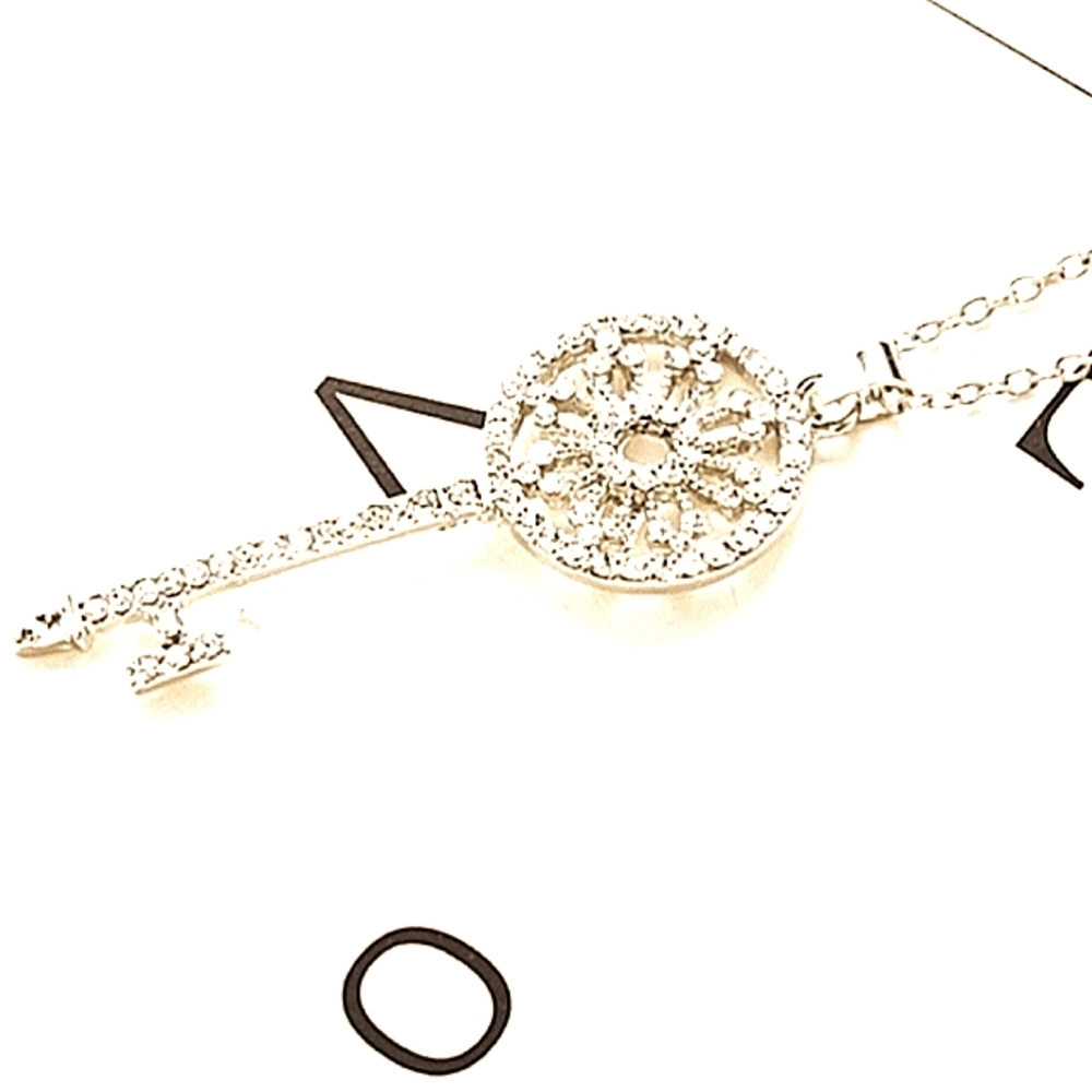 GOLD Key Pendant Crystal Rhinestone Necklace 18"-22" Chain NEW - Picture 2 of 9